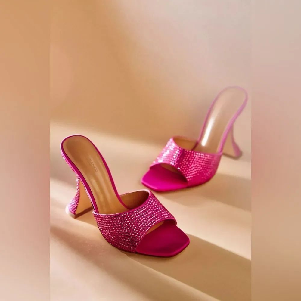 Tony Bianco pink rhinestone mule heels